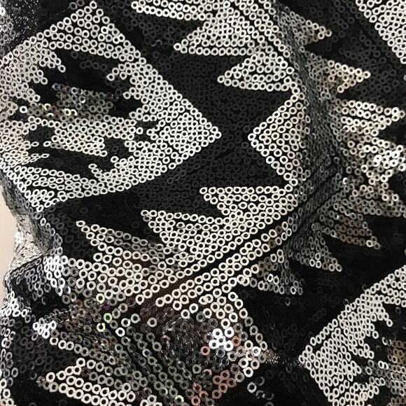 Limited Black Silver metallic Y2K sequin Aztec Western High Waist Pencil Skirt 2 - Picture 4 of 10